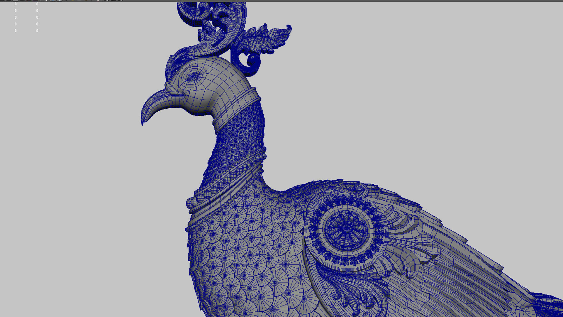 peacock Peafowl statue 3D model_13