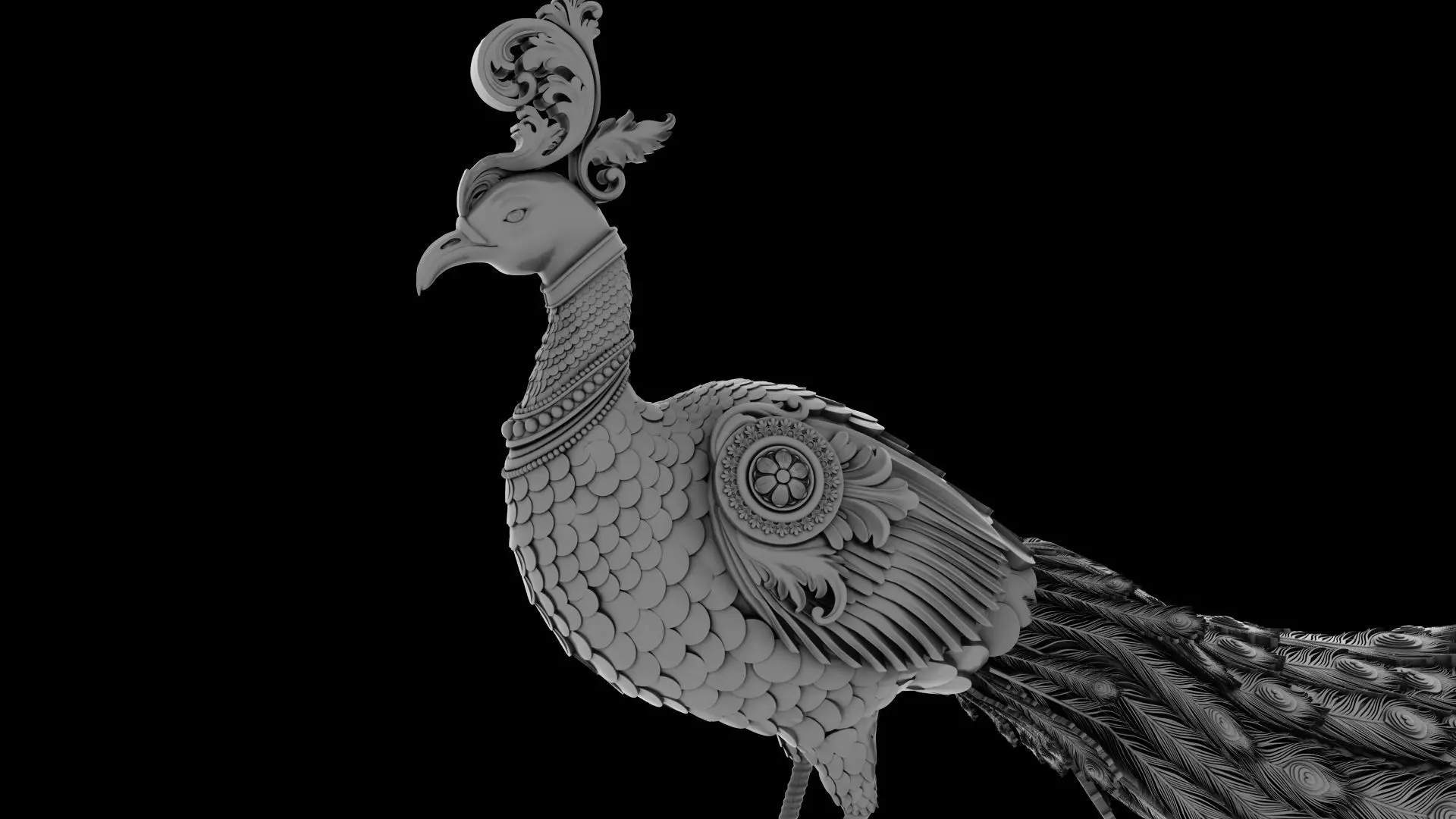 peacock Peafowl statue 3D model_0