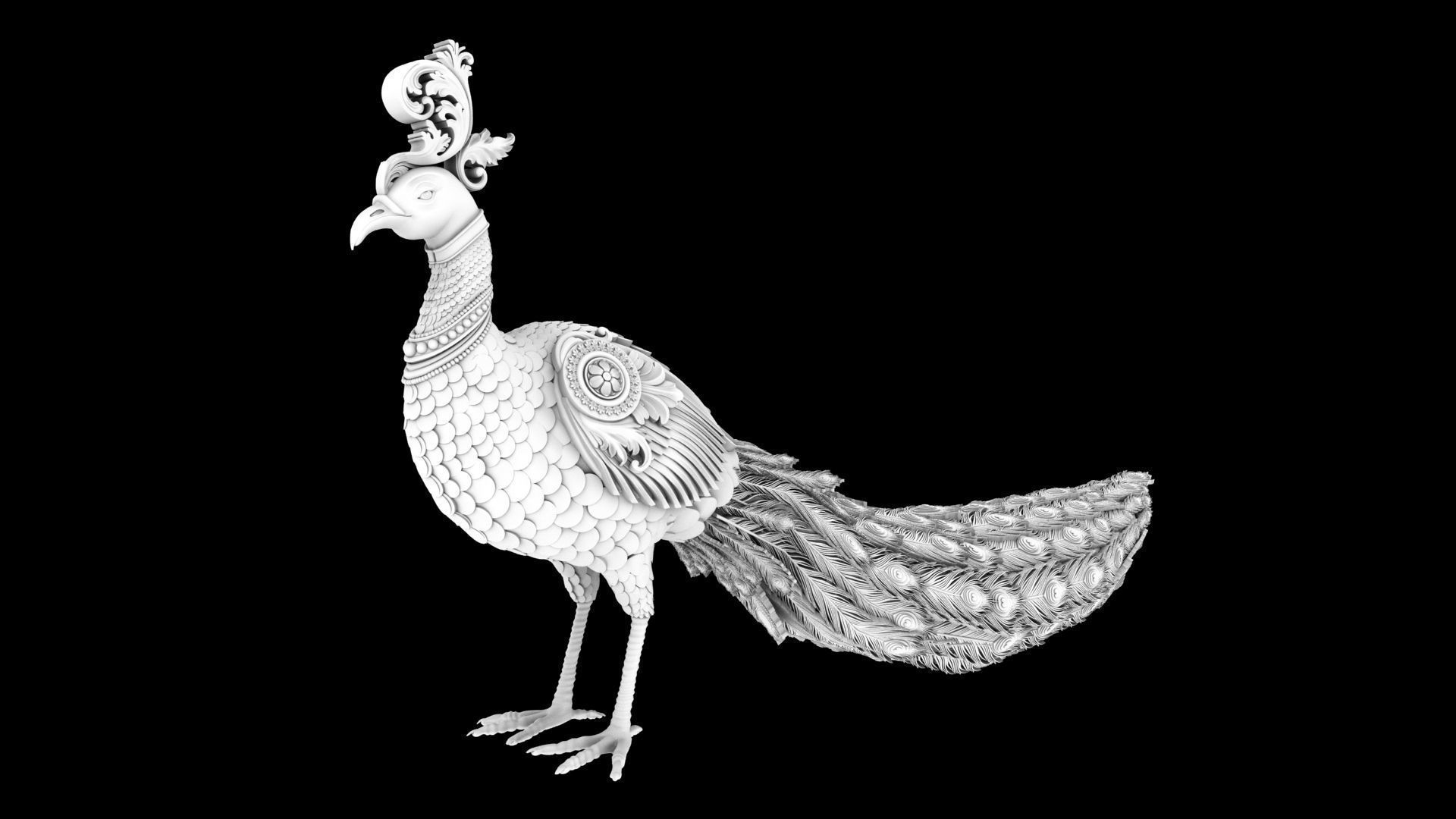 peacock Peafowl statue 3D model_10