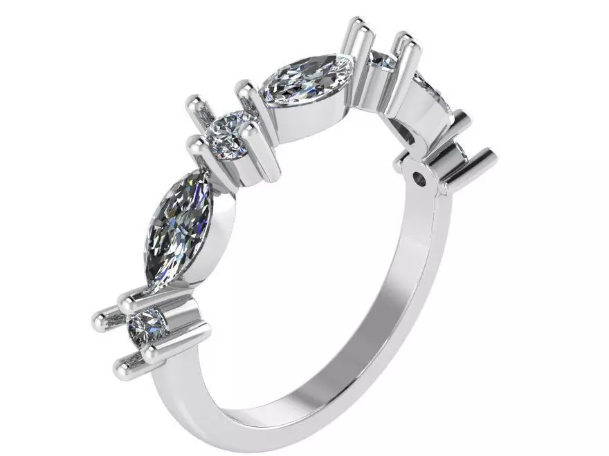 Marquise Round Cut Ring 0663 3D print model_0