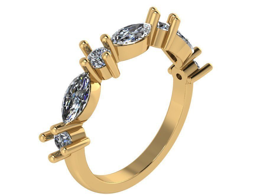 Marquise Round Cut Ring 0663 3D print model_1