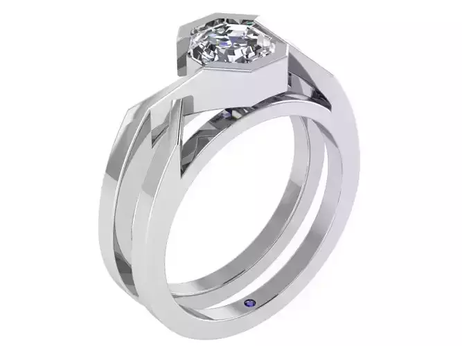 Bypass Octagonal Diamond Ring 0664