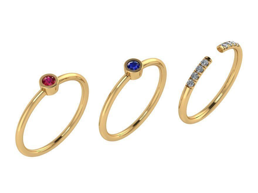 Round Diamond Ring Set 0665 3D print model_1