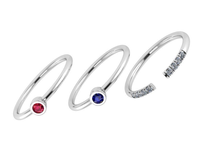 Round Diamond Ring Set 0665 3D print model_2