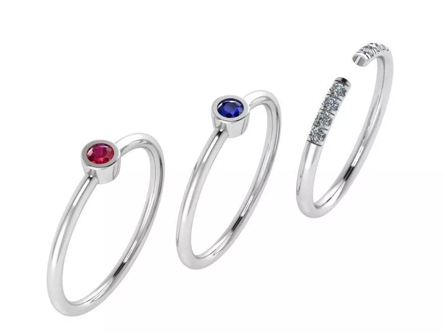 Round Diamond Ring Set 0665 3D print model_0