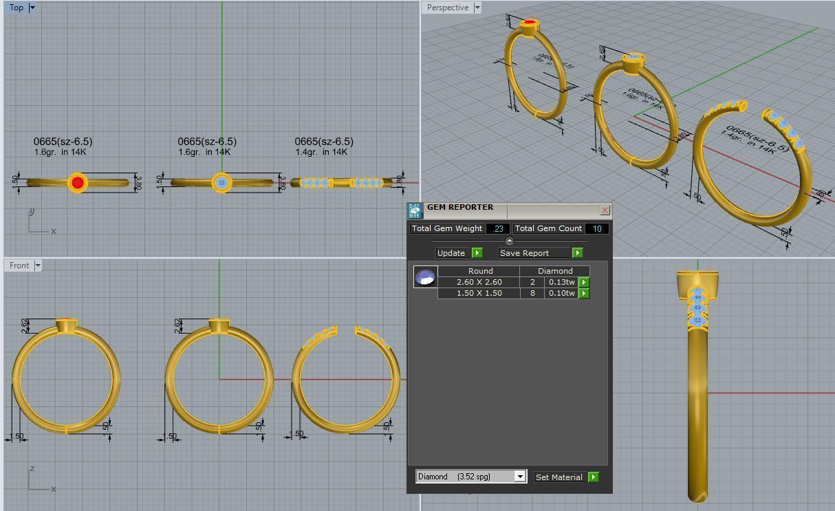 Round Diamond Ring Set 0665 3D print model_4