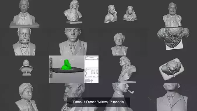 Famous French Writers 3D Model Collection