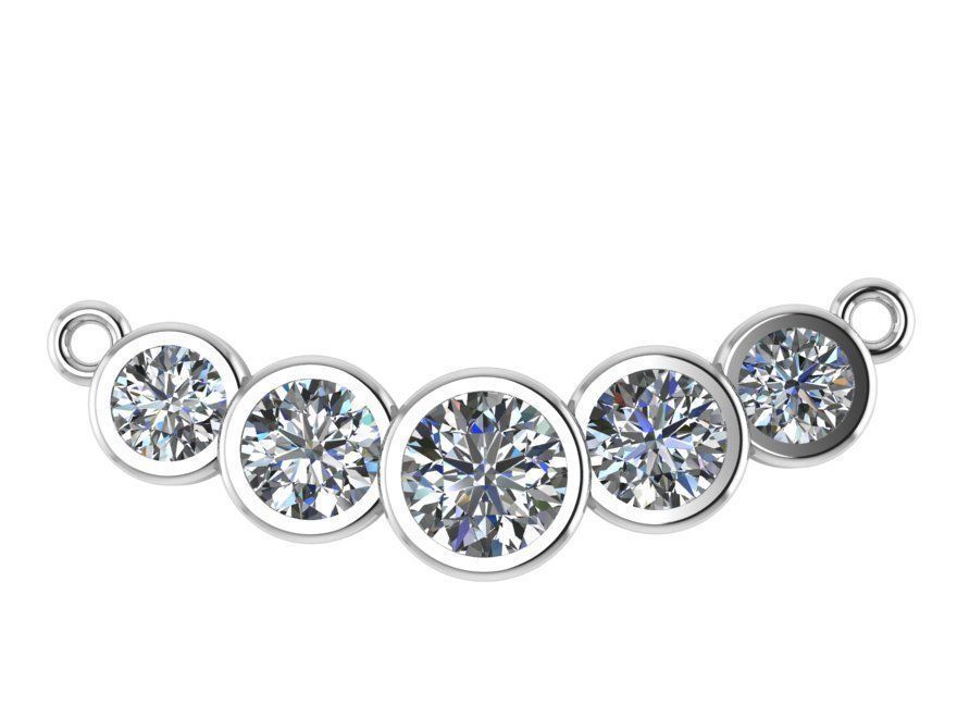 Round Diamond Row Pendant 0668 3D print model_2
