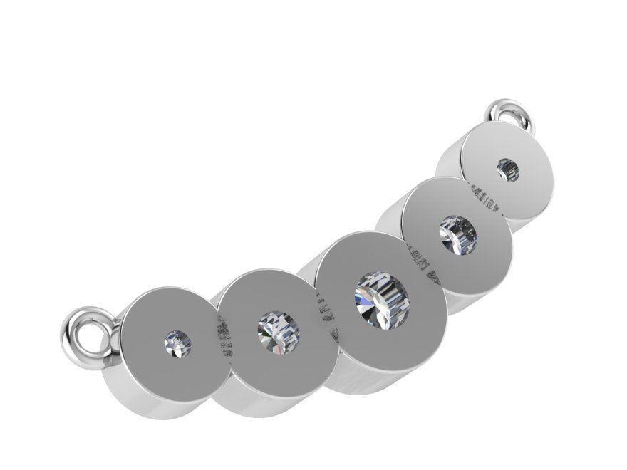 Round Diamond Row Pendant 0668 3D print model_3