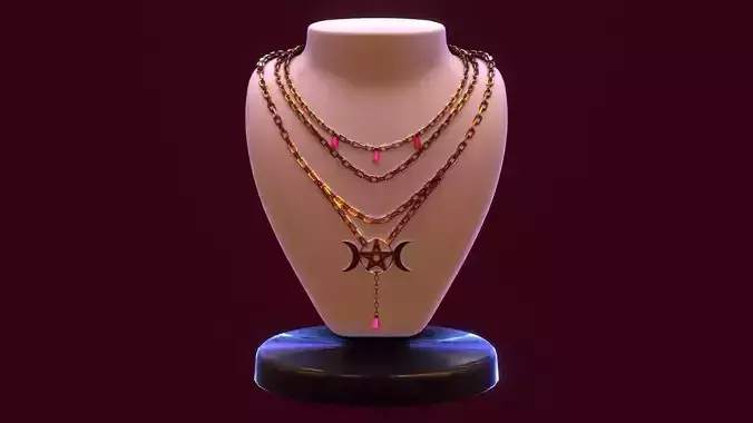 Lowpoly Necklace set  Low-poly 3D model