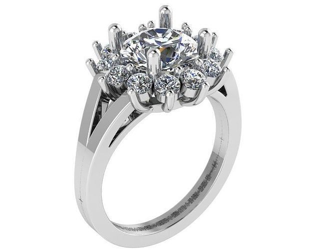 Round Cluster Split Shank Ring 0673 3D print model