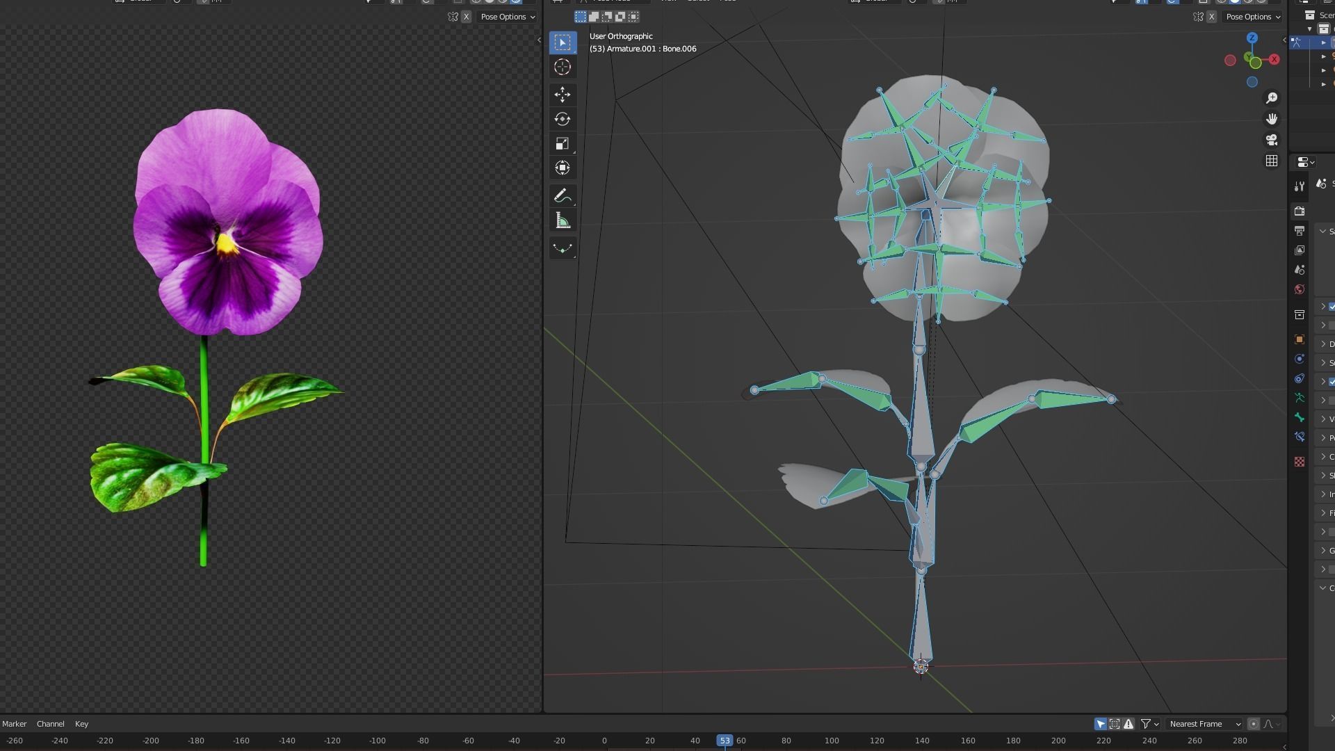 violet flower Low-poly 3D model_4