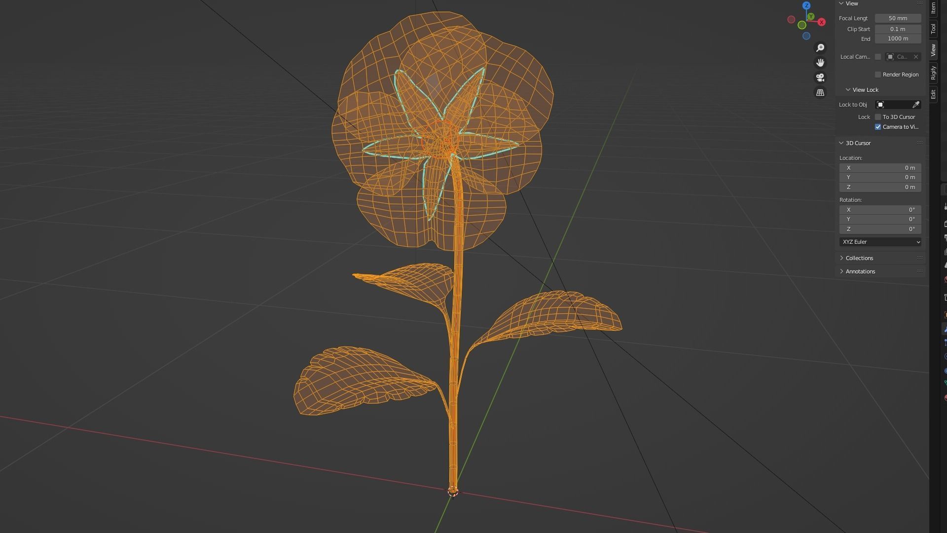 violet flower Low-poly 3D model_5