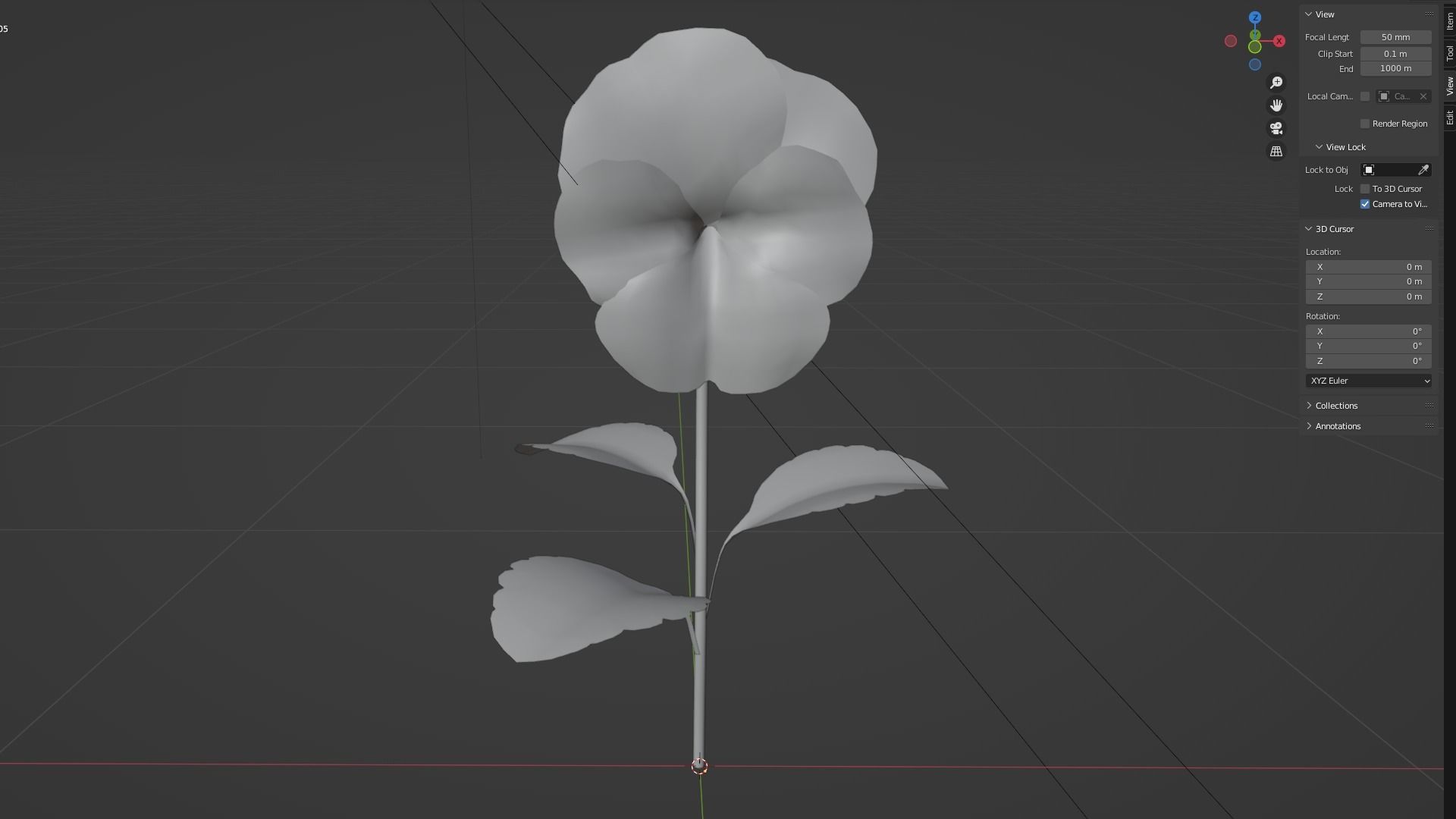 violet flower Low-poly 3D model_6