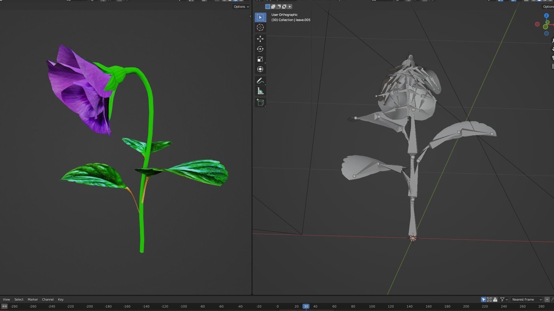 violet flower Low-poly 3D model_9