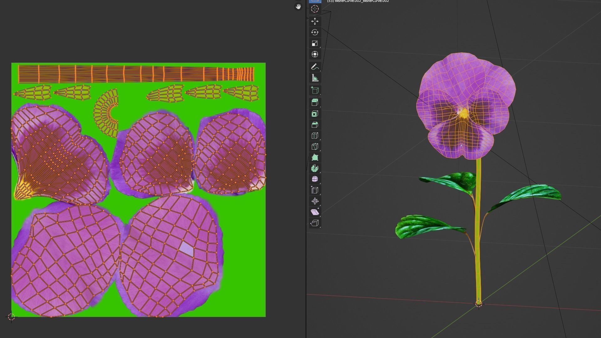 violet flower Low-poly 3D model_7