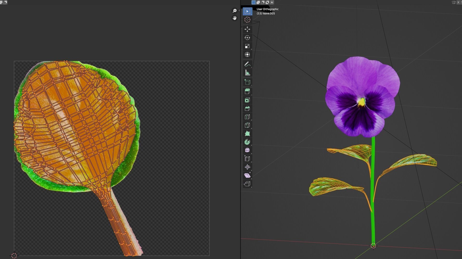 violet flower Low-poly 3D model_8