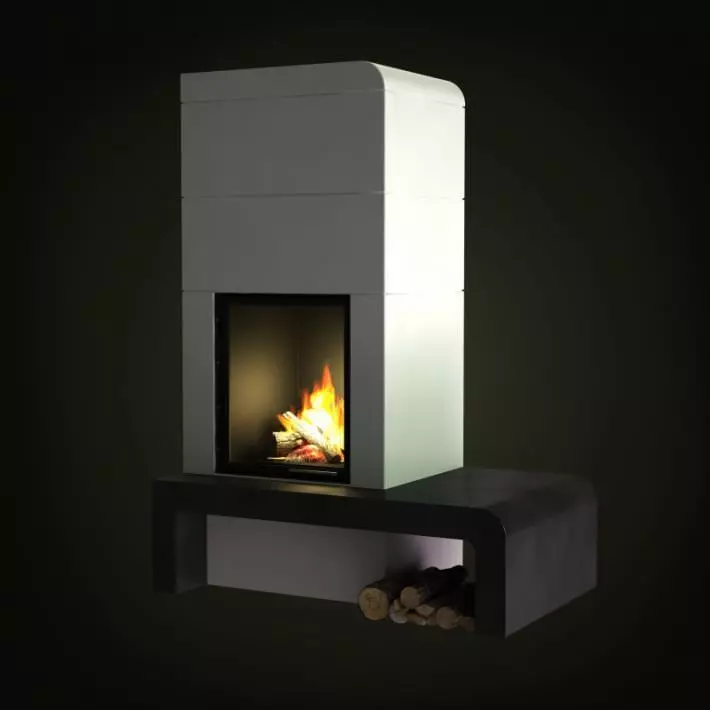 Modern Marble Fireplace 3D model_0