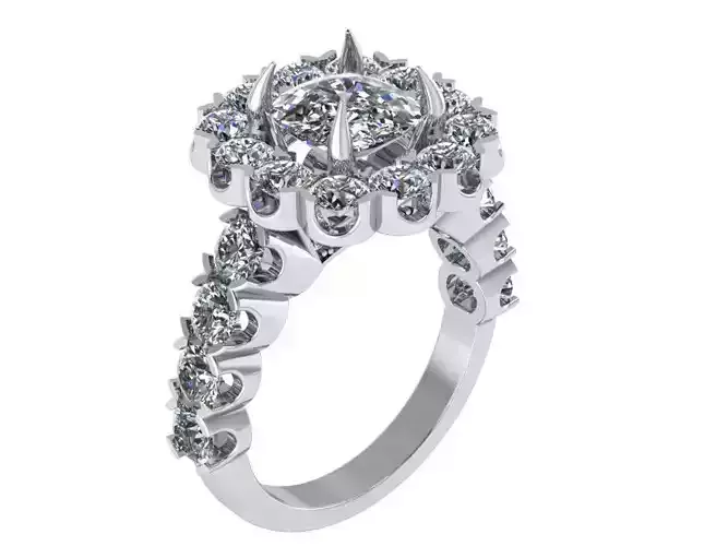 Cushion Halo Diamond Ring 0675