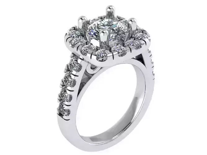 Round Halo Cathedral Ring 0680