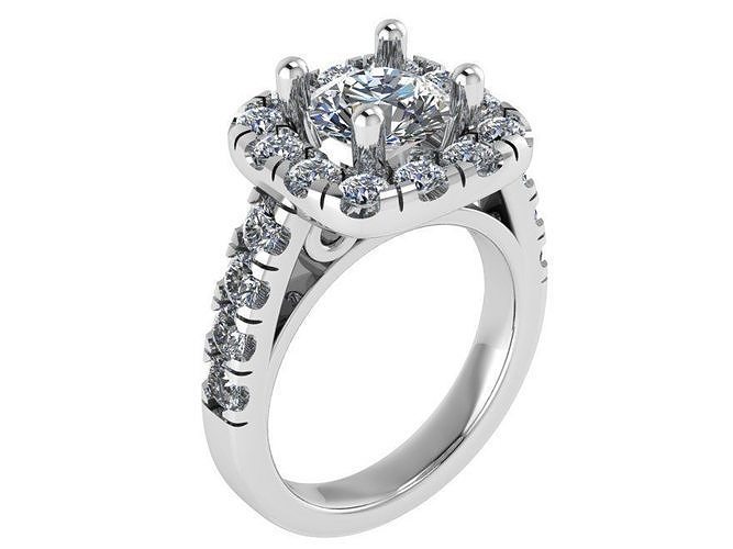 Round Halo Cathedral Ring 0680 3D print model