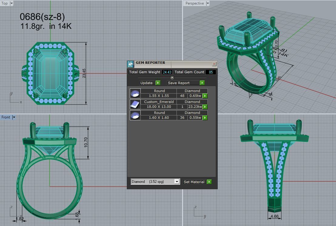 Emerald Halo Branch Shank Ring 0686 3D print model_4