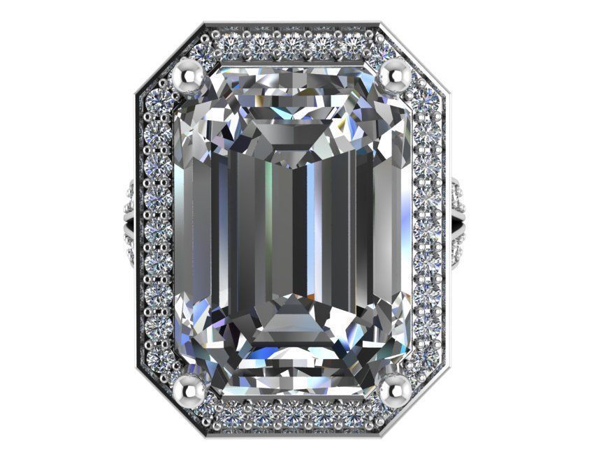 Emerald Halo Branch Shank Ring 0686 3D print model_2