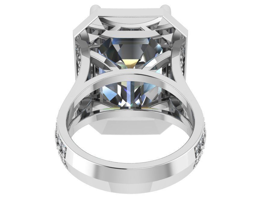 Emerald Halo Branch Shank Ring 0686 3D print model_3