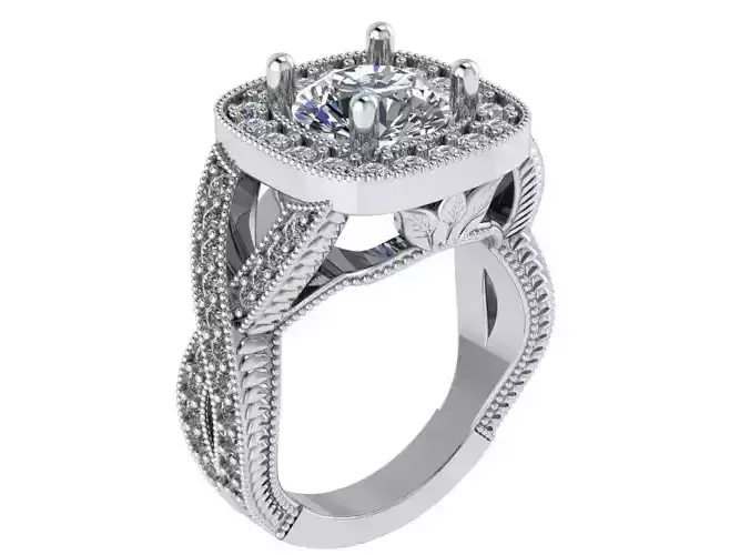 Square Halo Twisted Ring 0687