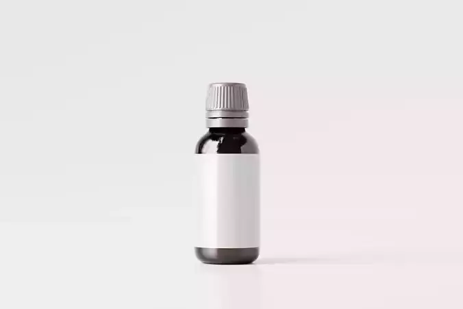 Amber Bottle for Medicines and Cosmetics Low-poly 3D model