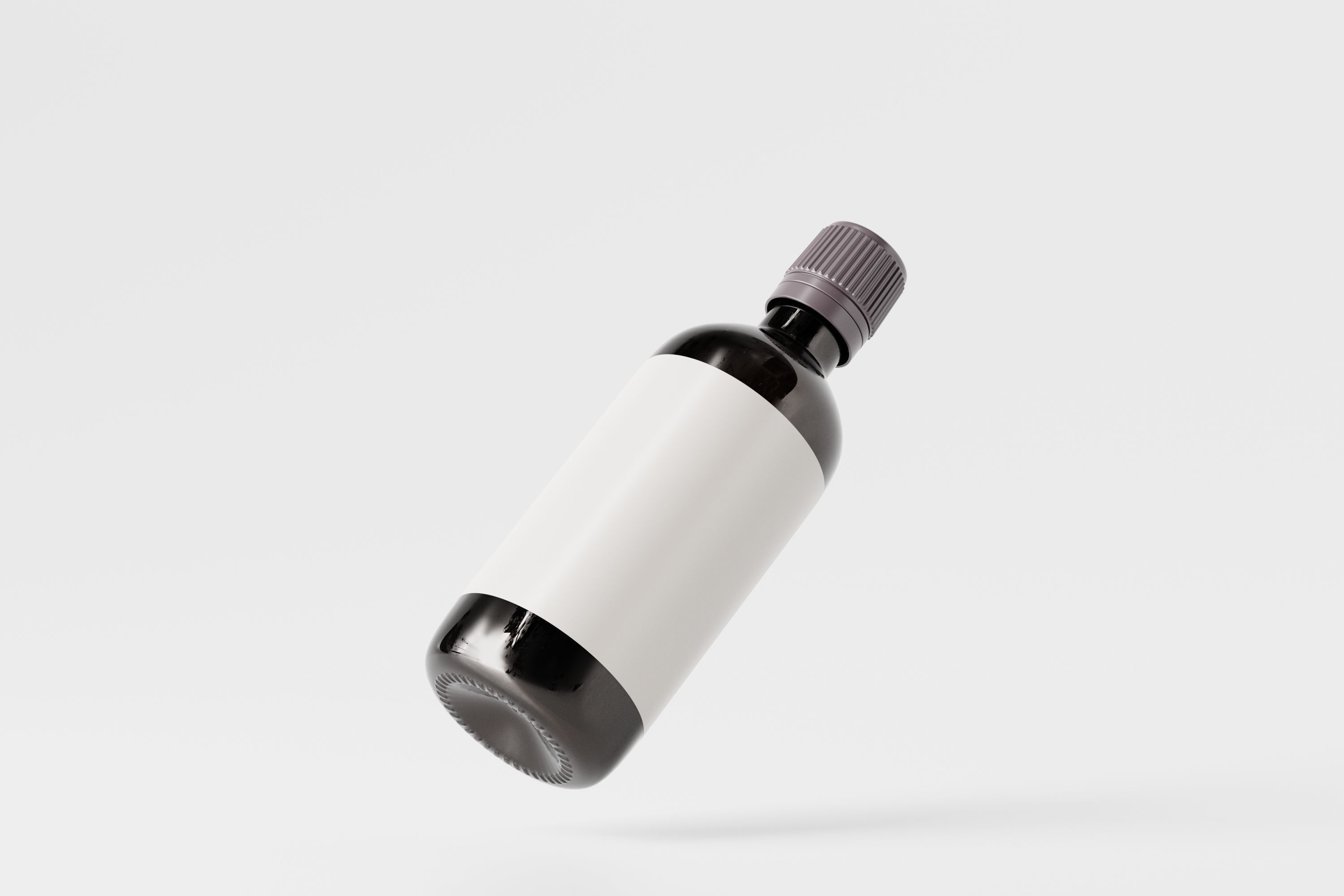 Amber Bottle for Medicines and Cosmetics Low-poly 3D model_8