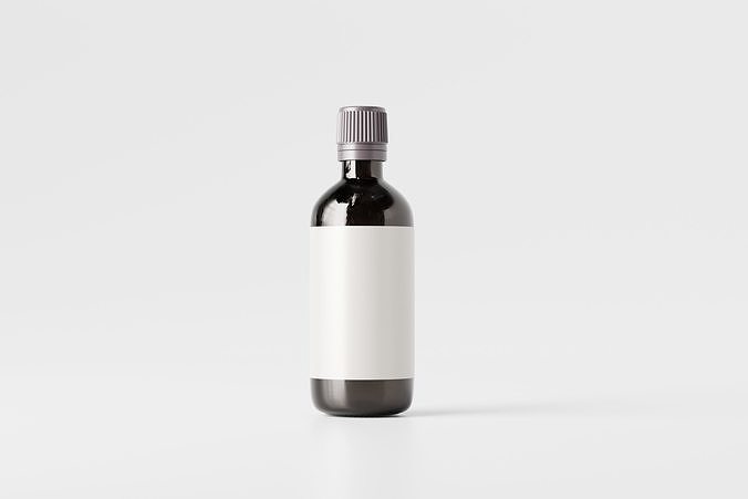 Amber Bottle for Medicines and Cosmetics Low-poly 3D model