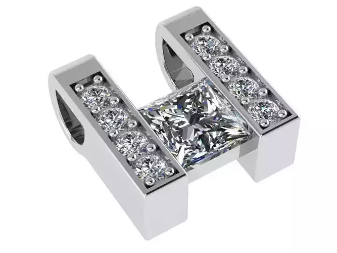Princess Cut Slide Pendant 0689