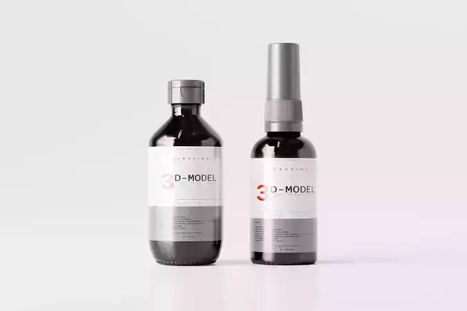 Amber Bottle for Medicines and Cosmetics Low-poly 3D model
