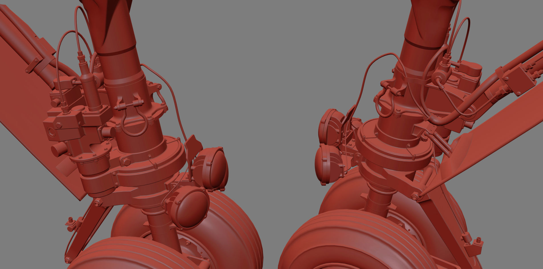 Landing gear Front for Business Jet 3D model_10