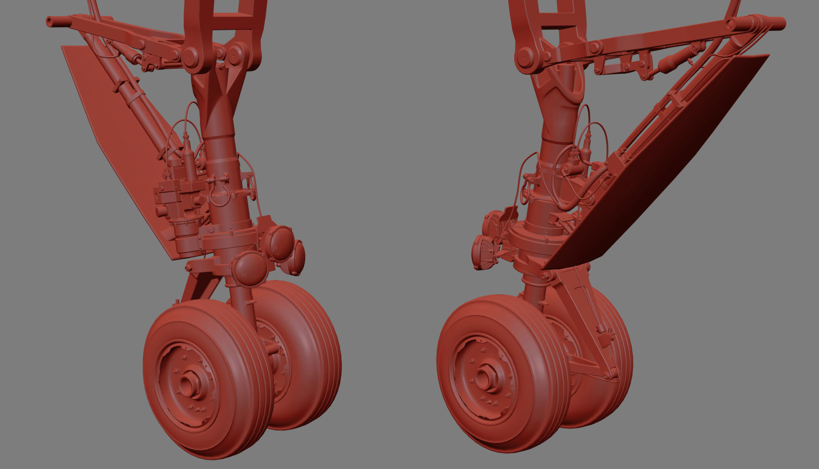 Landing gear Front for Business Jet 3D model_8