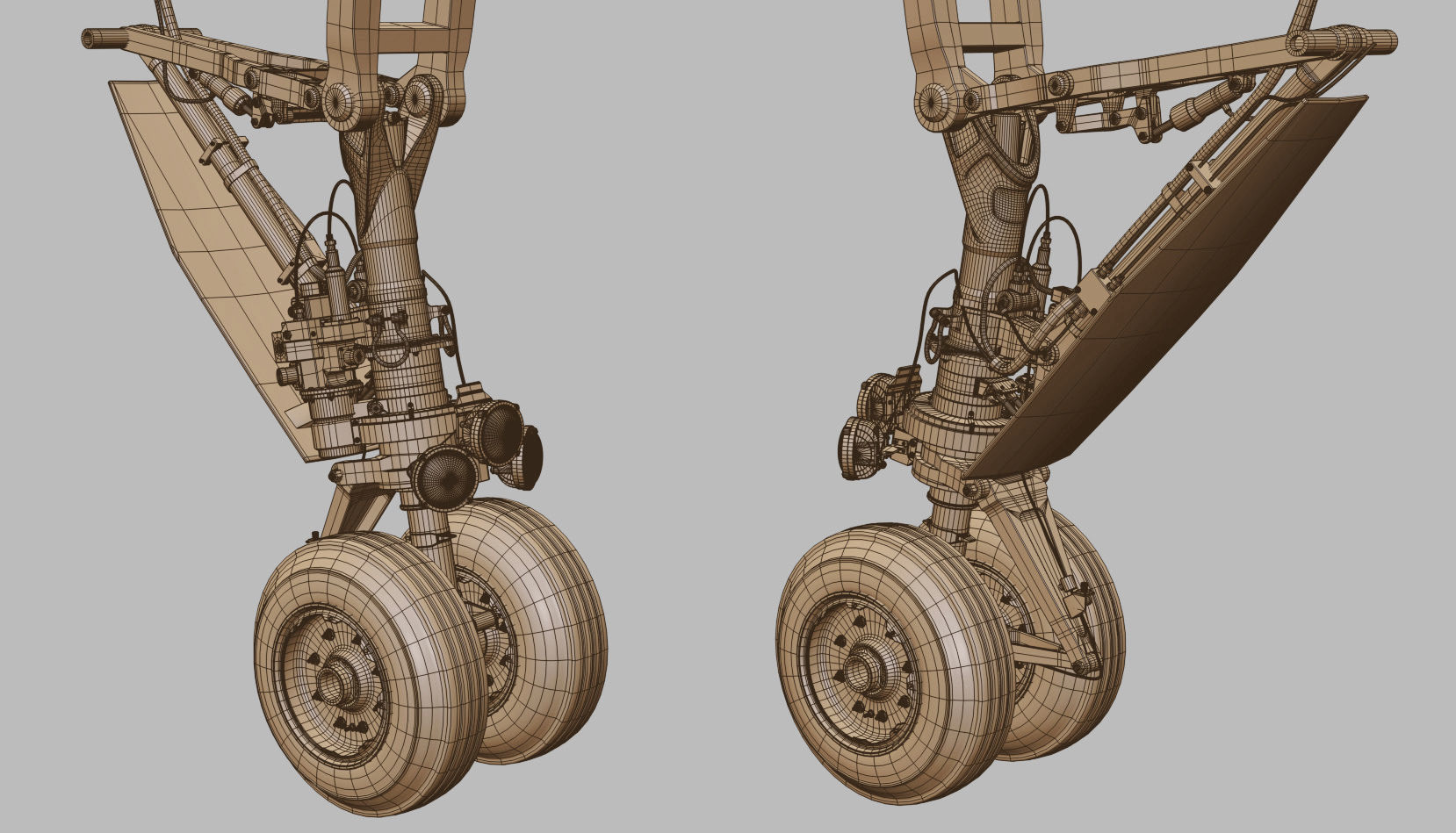 Landing gear Front for Business Jet 3D model_9