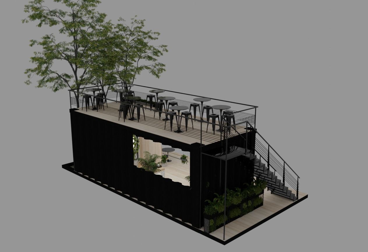 Modular Cafe Coffee Bar Shipping Container 3D model 3D model_4