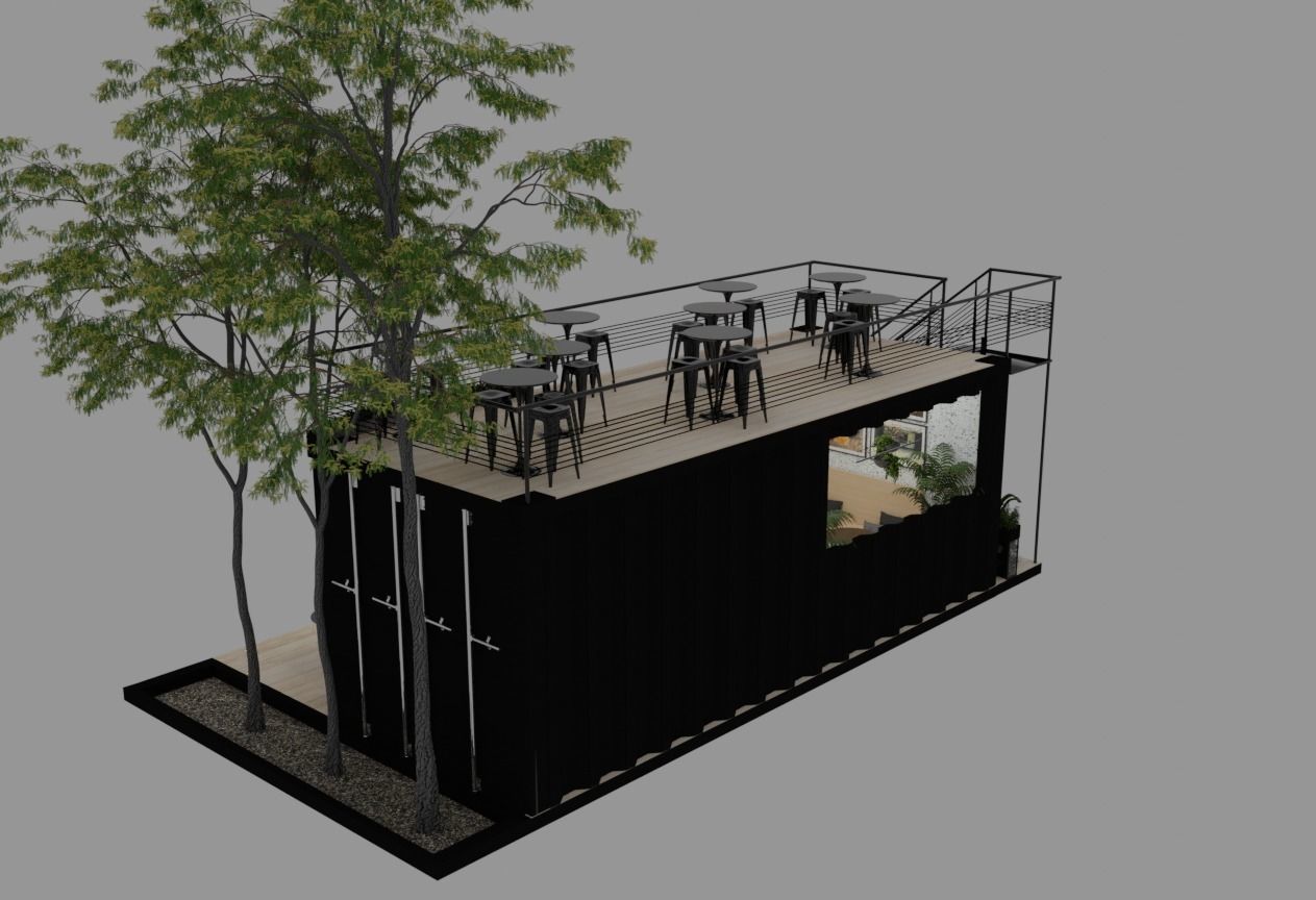 Modular Cafe Coffee Bar Shipping Container 3D model 3D model_3