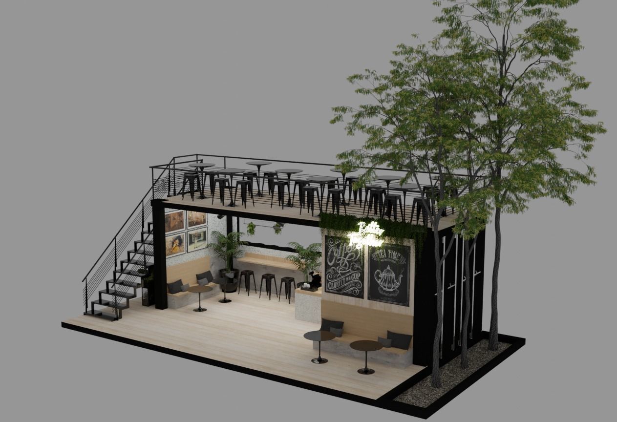Modular Cafe Coffee Bar Shipping Container 3D model 3D model_1