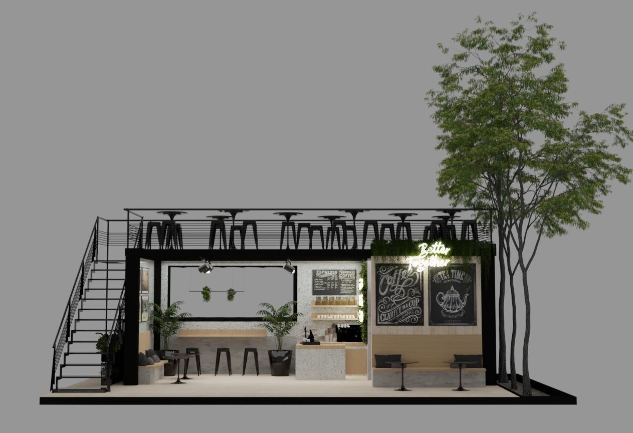 Modular Cafe Coffee Bar Shipping Container 3D model 3D model_2