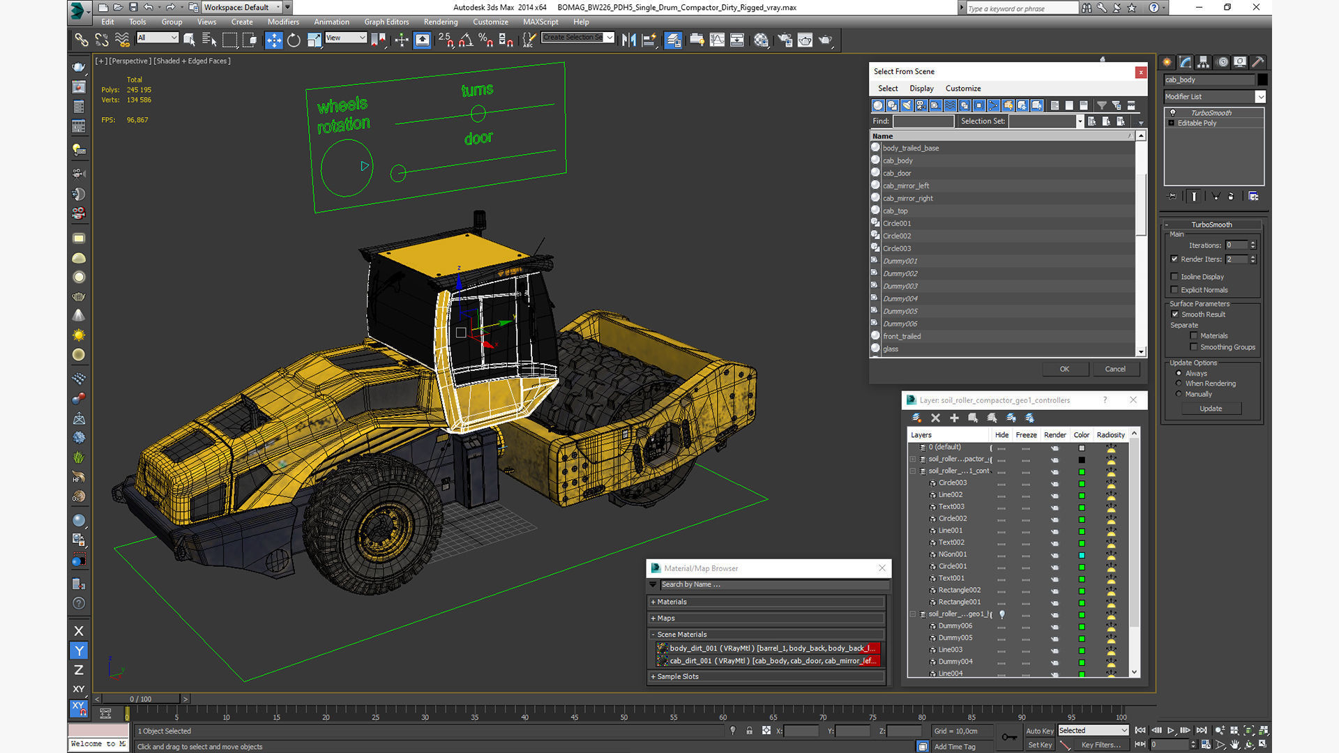 BOMAG BW226 PDH5 Single Drum Compactor Dirty Rigged 3D model_49