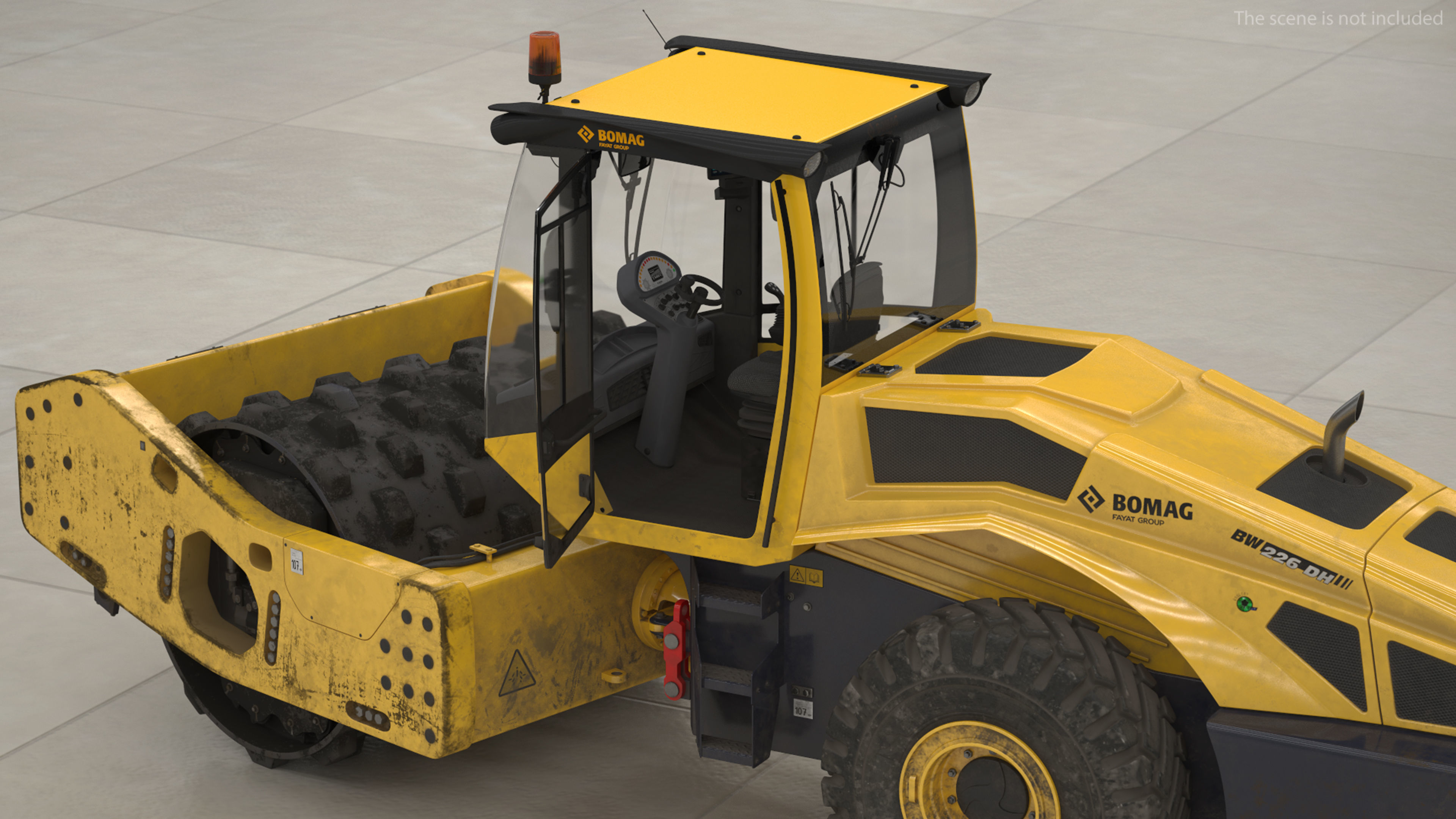 BOMAG BW226 PDH5 Single Drum Compactor Dirty Rigged 3D model_11