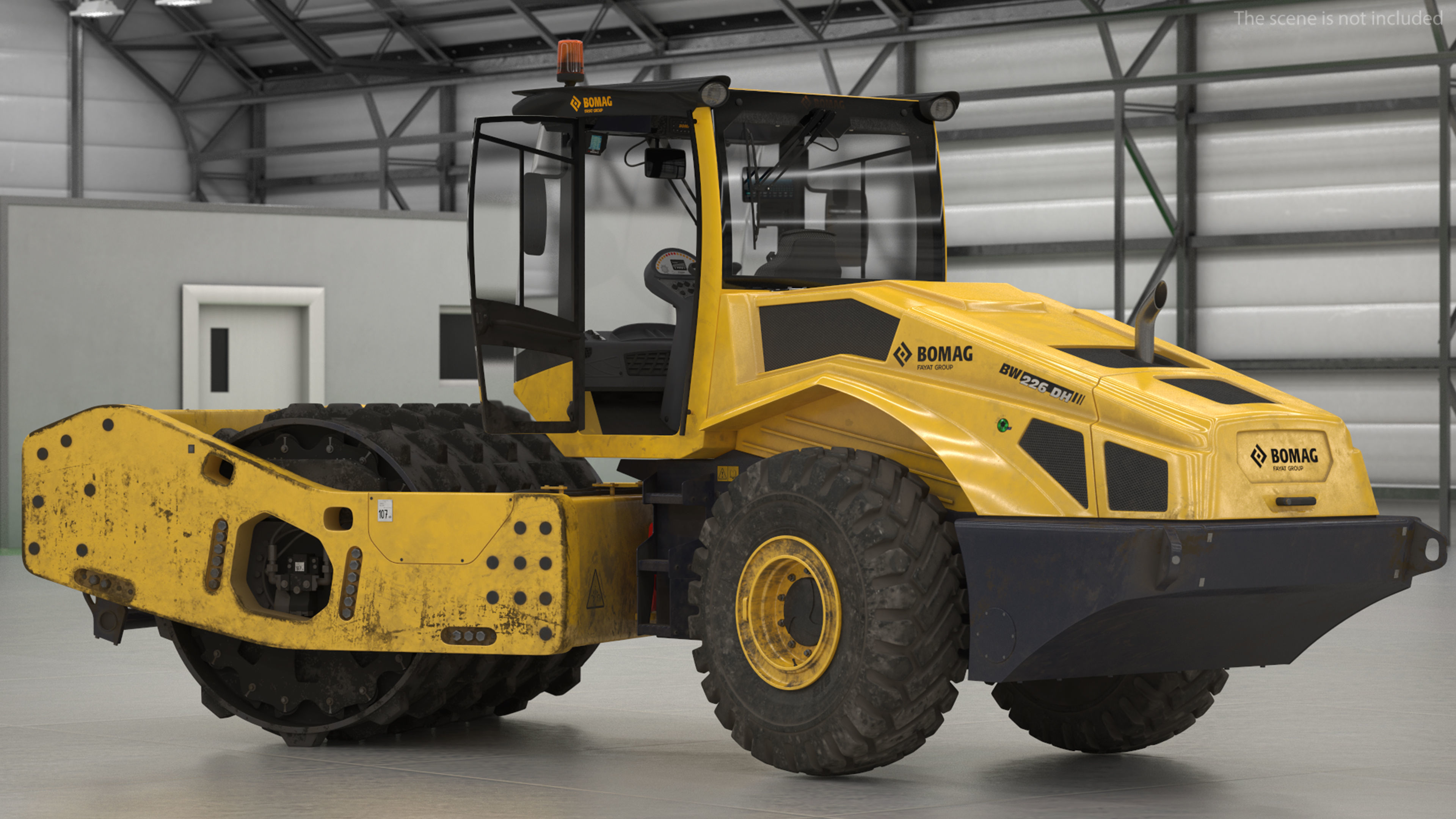 BOMAG BW226 PDH5 Single Drum Compactor Dirty Rigged 3D model_9