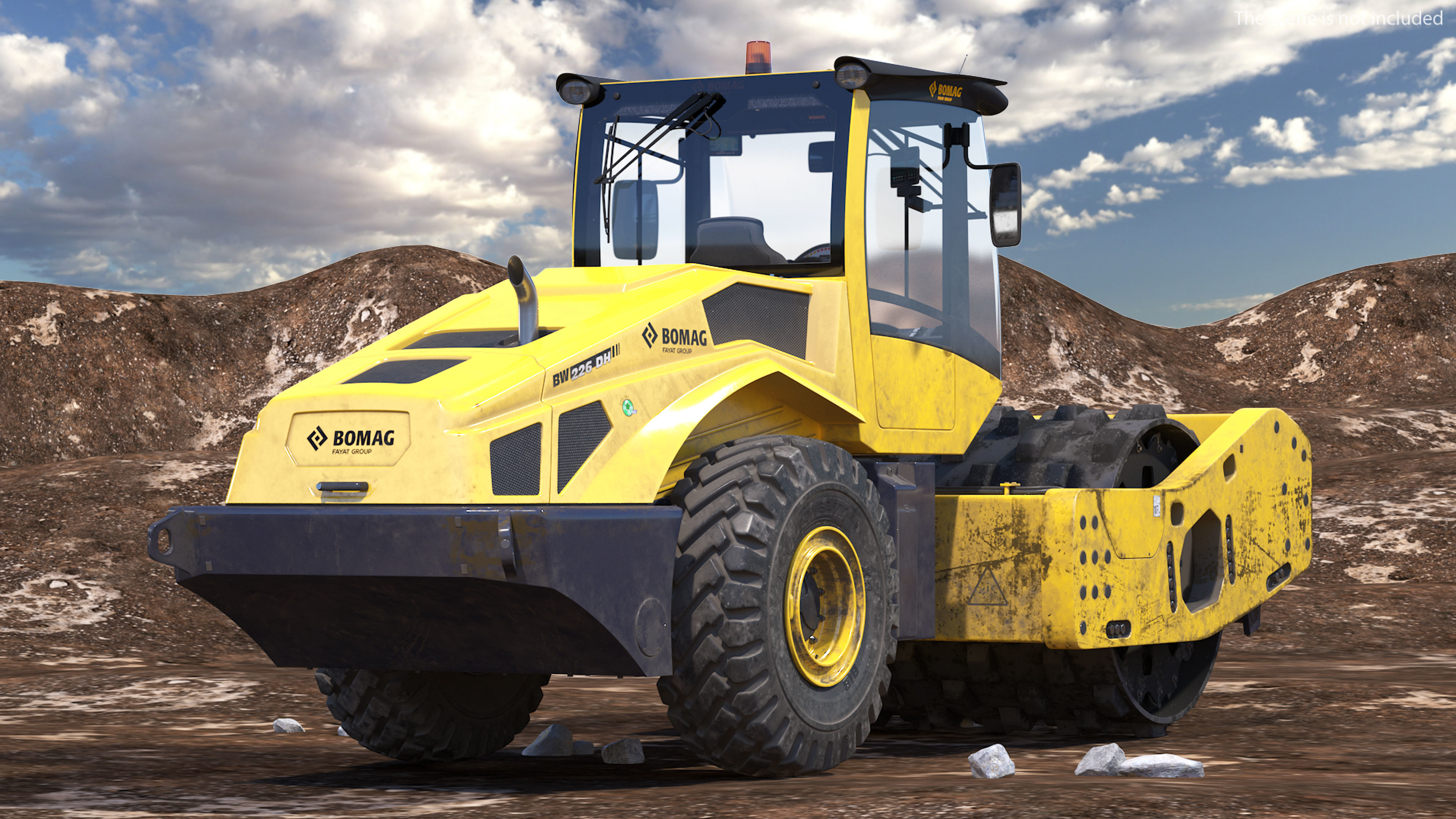 BOMAG BW226 PDH5 Single Drum Compactor Dirty Rigged 3D model_4