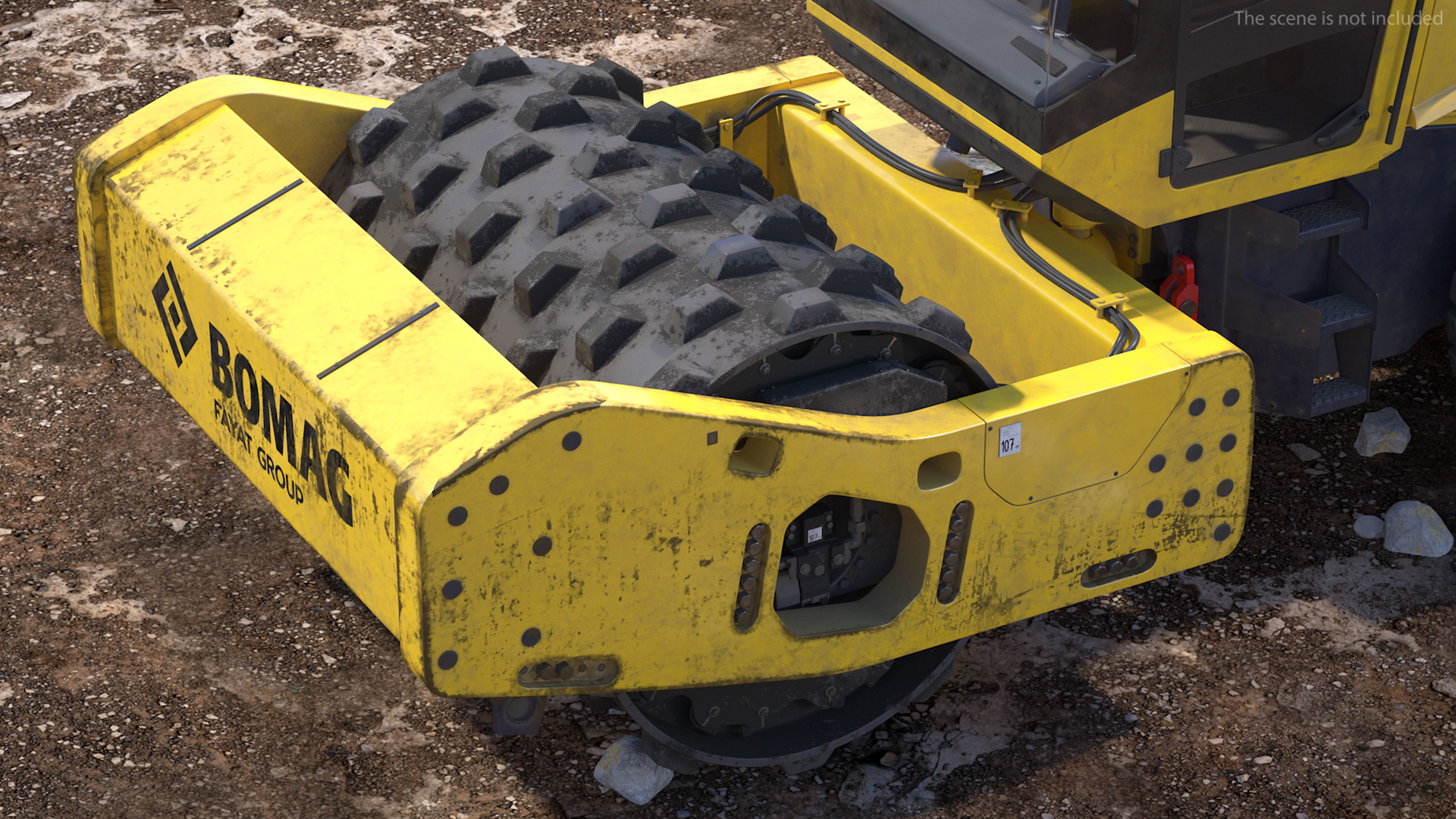 BOMAG BW226 PDH5 Single Drum Compactor Dirty Rigged 3D model_12