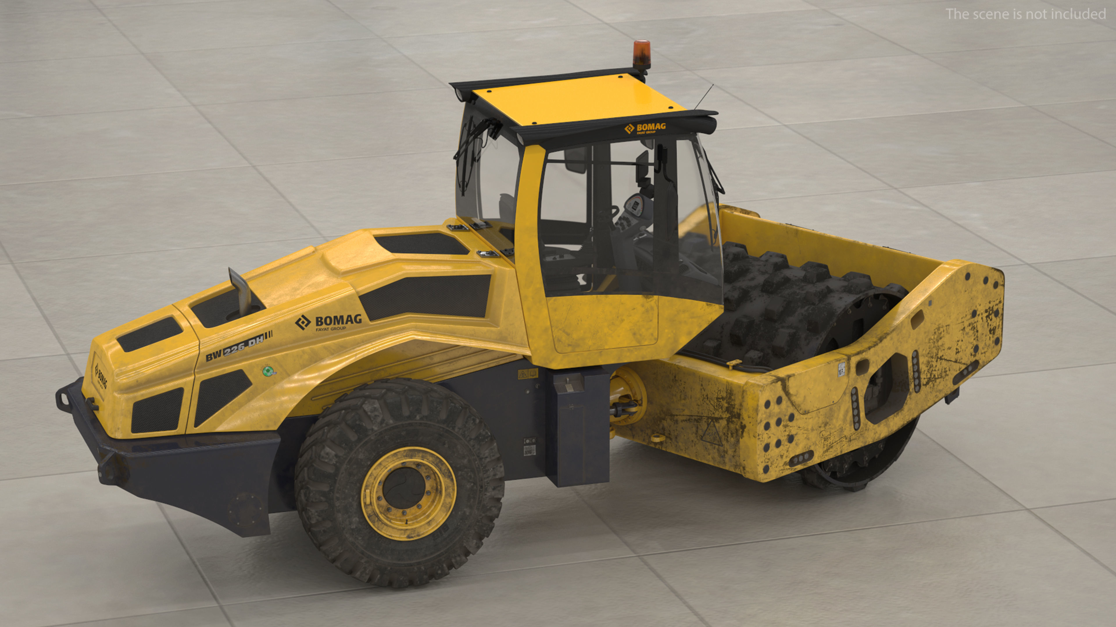 BOMAG BW226 PDH5 Single Drum Compactor Dirty Rigged 3D model_6
