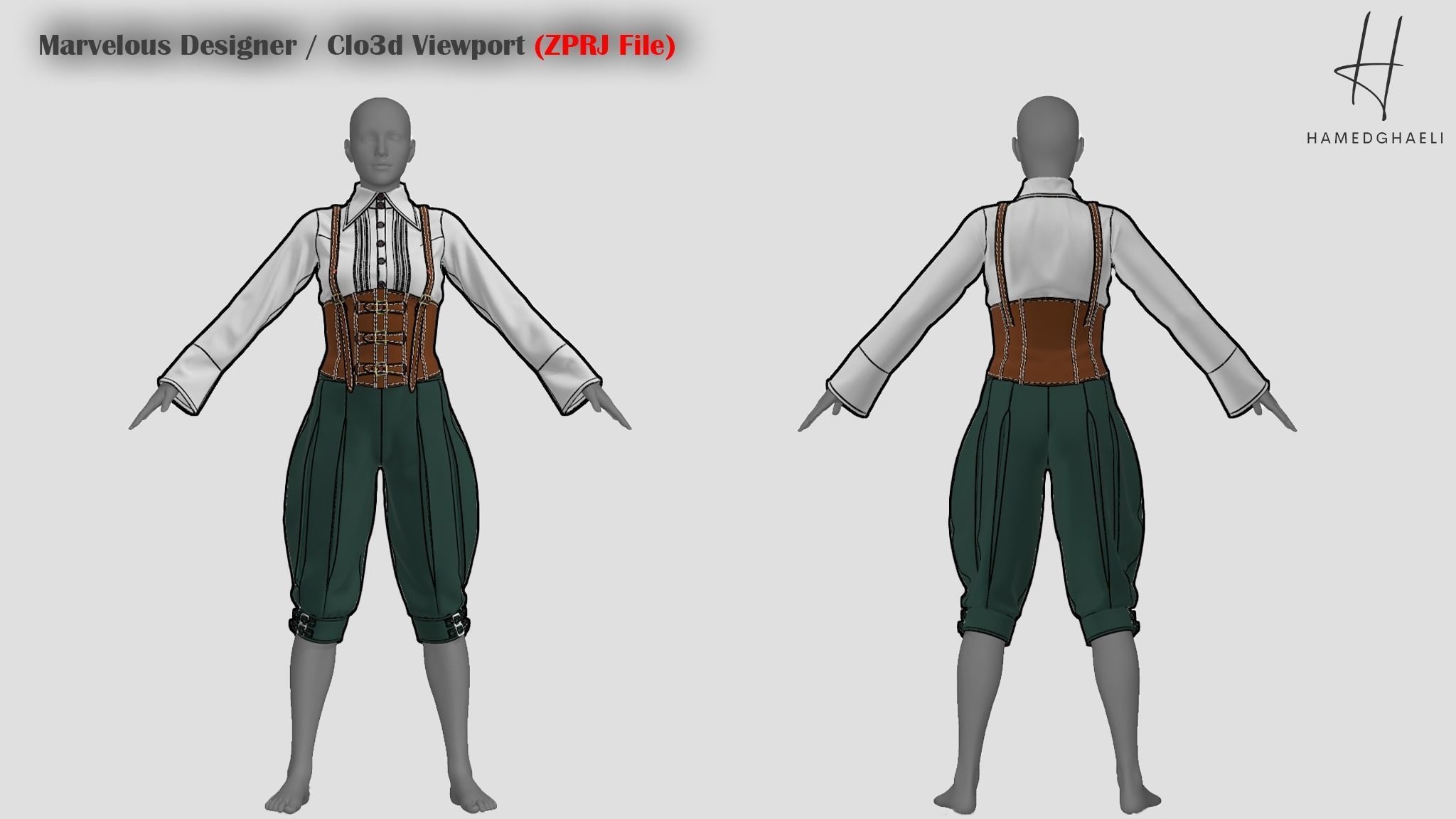 Medieval Fantasy Outfit Low-poly 3D model_7