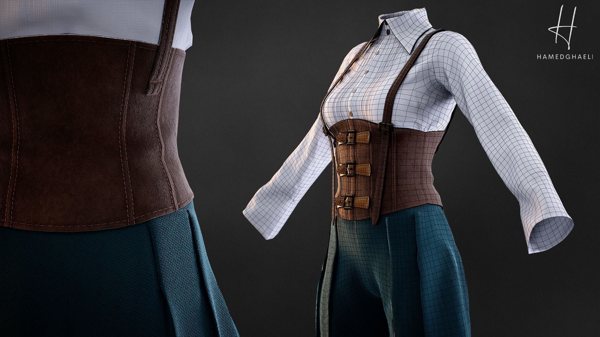 Medieval Fantasy Outfit Low-poly 3D model_3