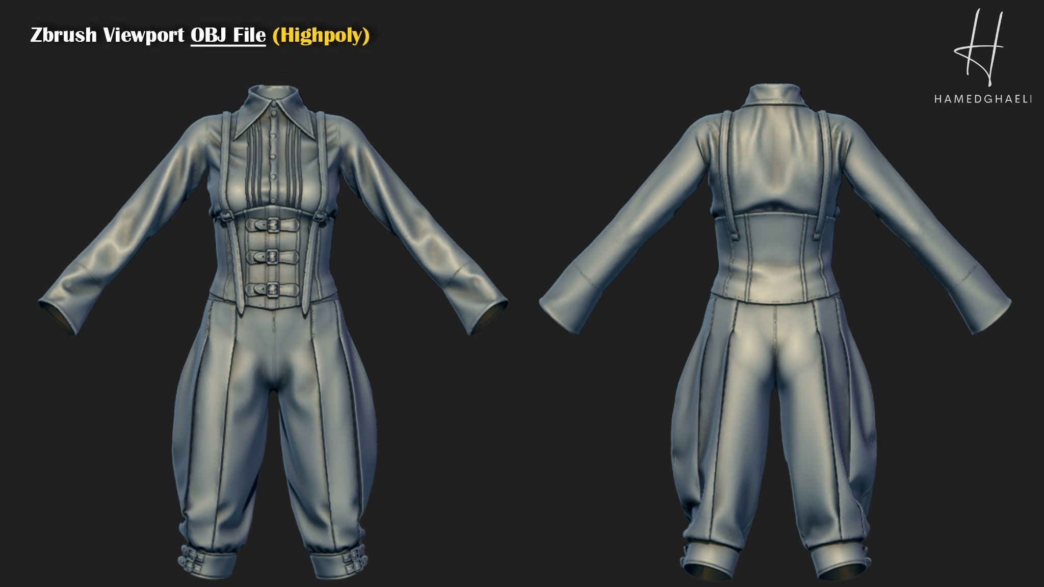 Medieval Fantasy Outfit Low-poly 3D model_8